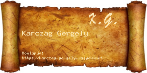 Karczag Gergely névjegykártya